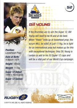 2003 Kryptyx The Defenders Australian Rugby Union #52 Bill Young Back